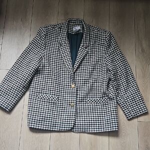 D’Allaird’s Vintage 90s Houndstooth Wool Blend Blazer Sz 16